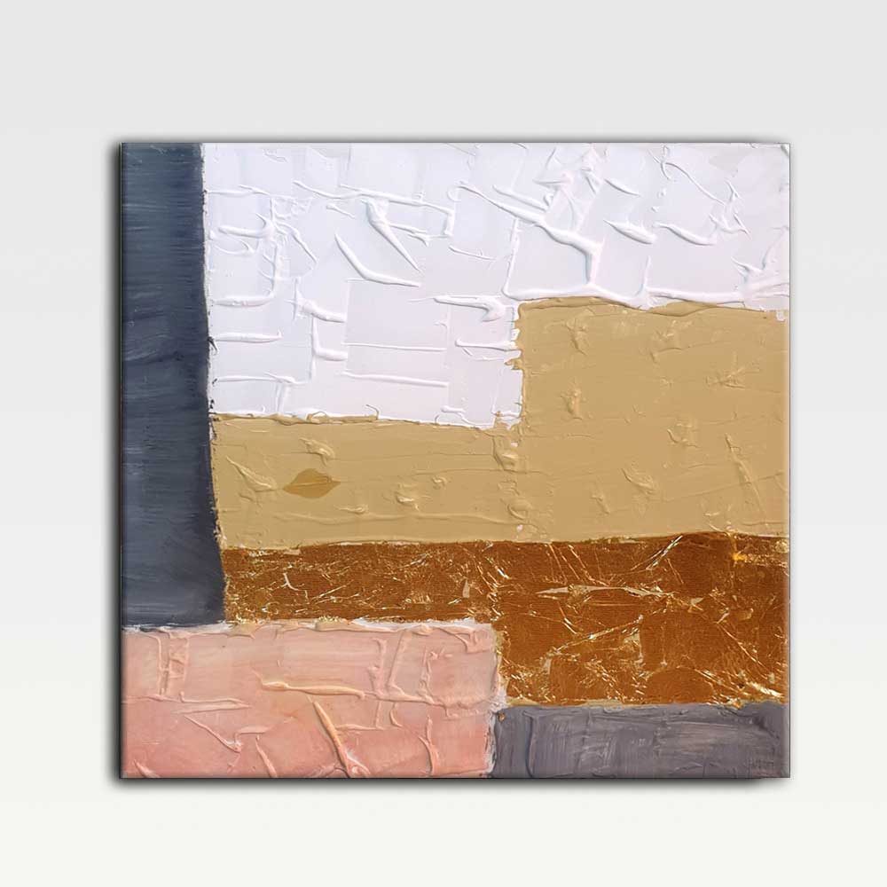Equilibrium: Modern Abstract Painting, Hand-Painted Mixed Media, 40x40cm